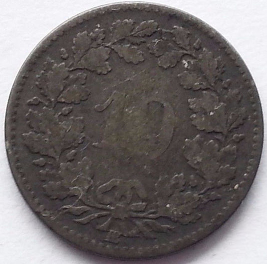 Antike 10er-Silbermünze aus dem Jahr 1850, Schweizer Helvetia, Schweiz