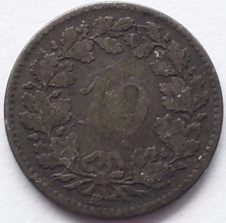 Antique 1850 silver 10 coin Swiss Helvetia Switzerland