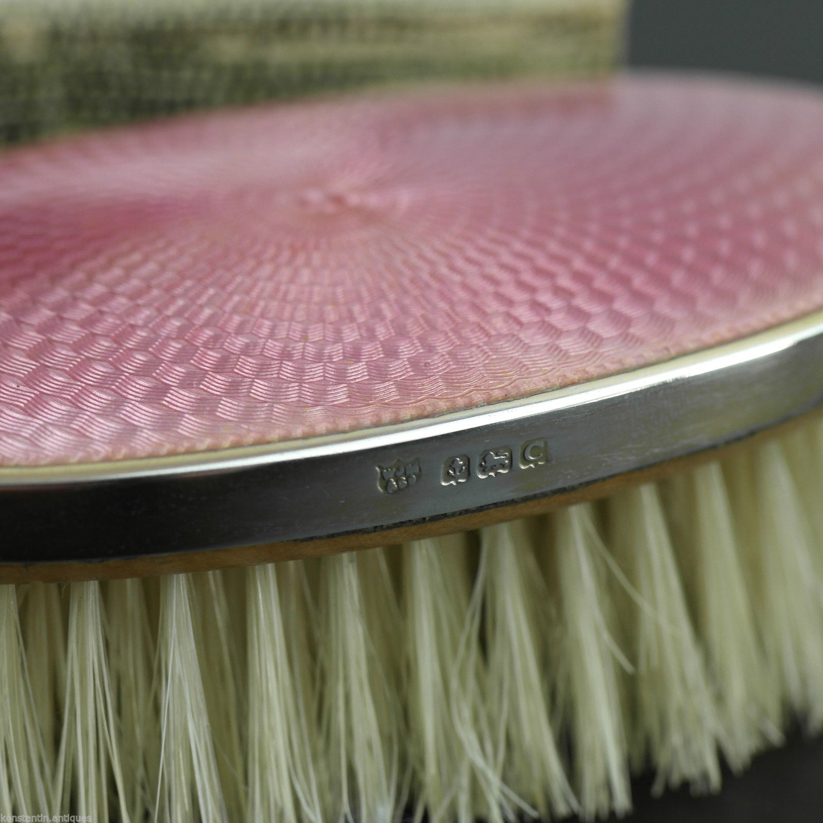 Antique 1927 sterling silver guilloche enamel brushes Birmingham Art Deco