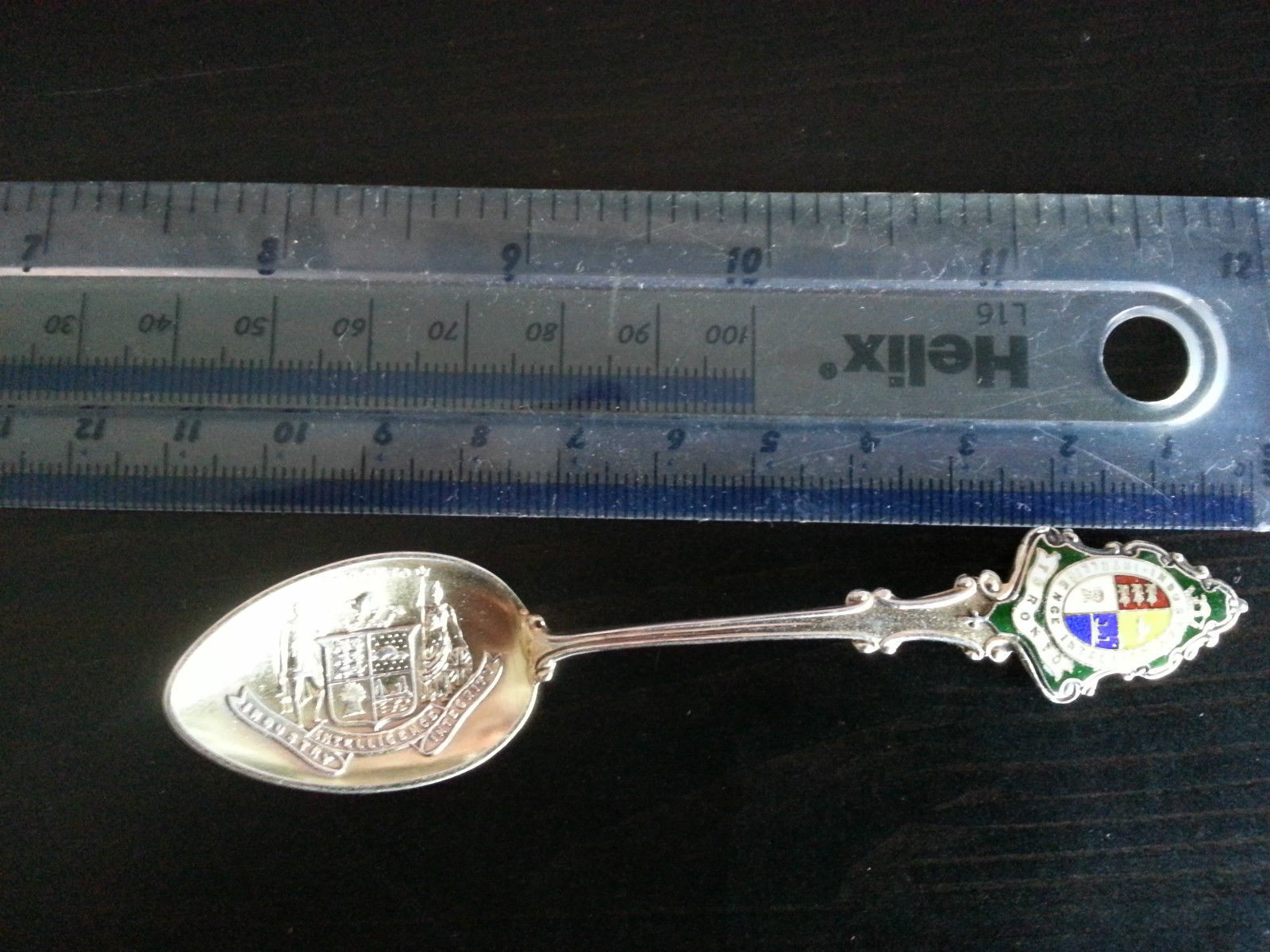 Antique enamel Sterling silver spoon TORONTO Coat of Arms