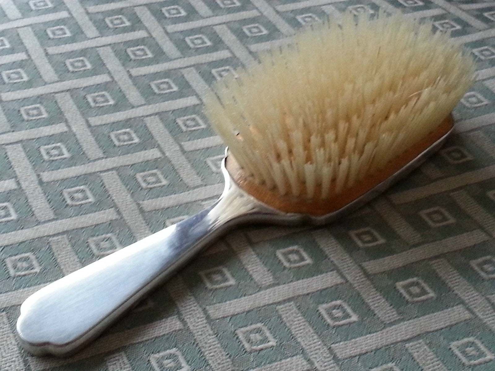 Vintage 1946 sterling silver guilloche enamel solid brush Daniel Manufacturing