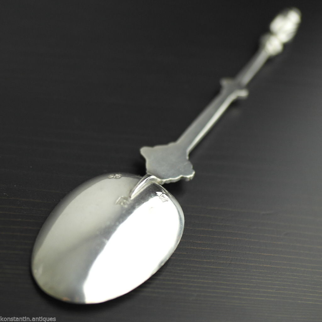 Antique 19thC HANAU sterling silver large anointing spoon