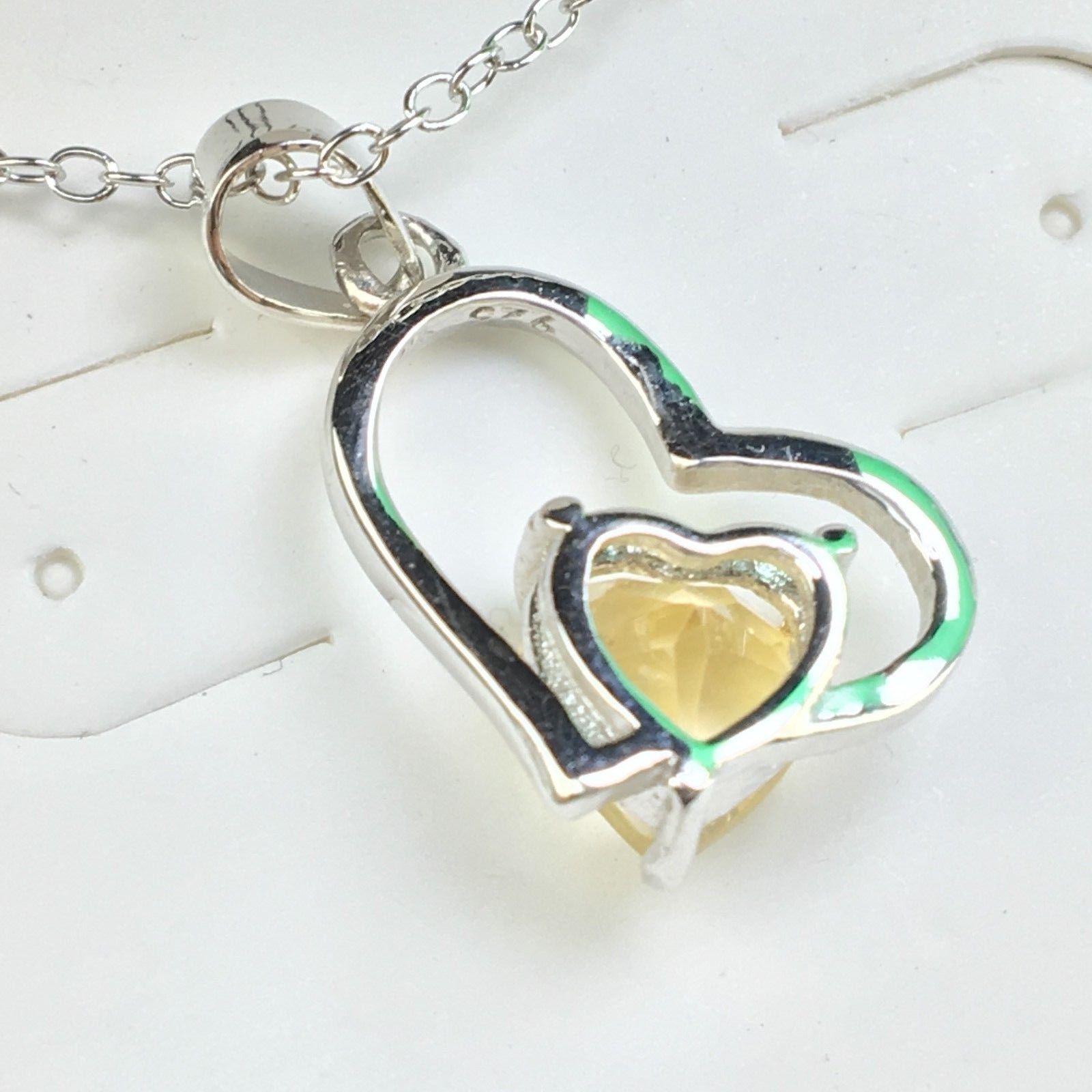 Sterling silver Citrine stone pendant on chain 925 Chateau Montreal