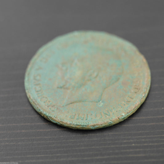 Jahrgang 1935 Münze Ein Penny George V. Großbritannien Bronze mit Patina