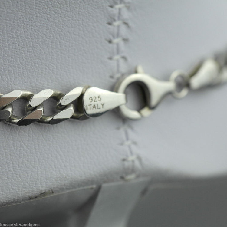 Cadena de cuello de collar de plata de ley vintage de 5 mm hecha en Italia 925
