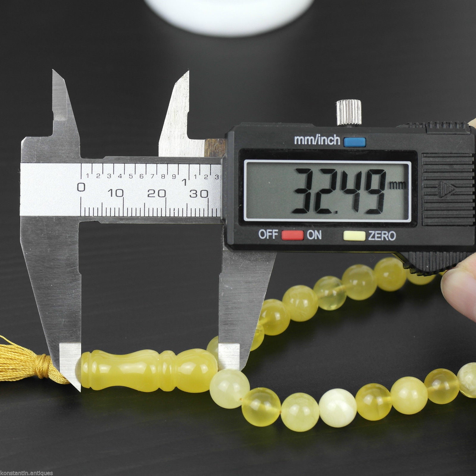 Cuentas genuinas de ámbar báltico 9 mm Islam Tasbih Rosario blanco yema nublada