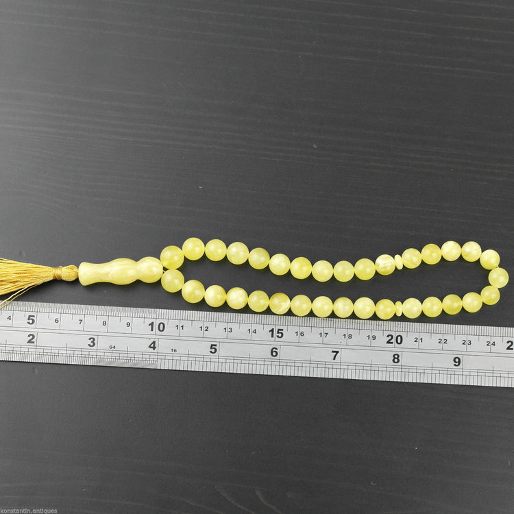 Genuine Baltic Amber beads 9mm Islam Tasbih Rosary White Cloudy yolk