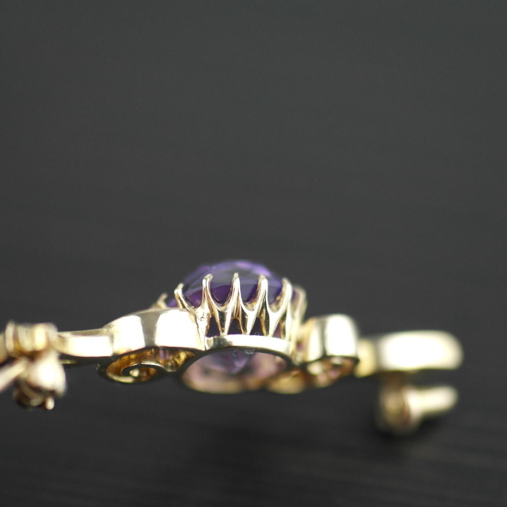 Antique 4.30ct Siberian Amethyst 14ct gold pin brooch 56 Russian Empire