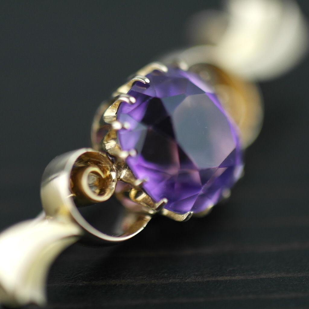 Antique 4.30ct Siberian Amethyst 14ct gold pin brooch 56 Russian Empire