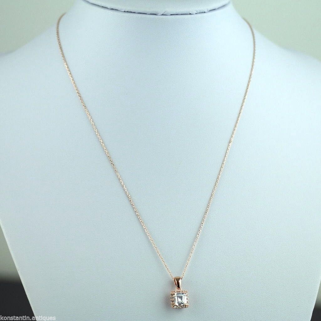 Stunning Gold Over sterling silver Clear stone pendant on chain 925 Genevive