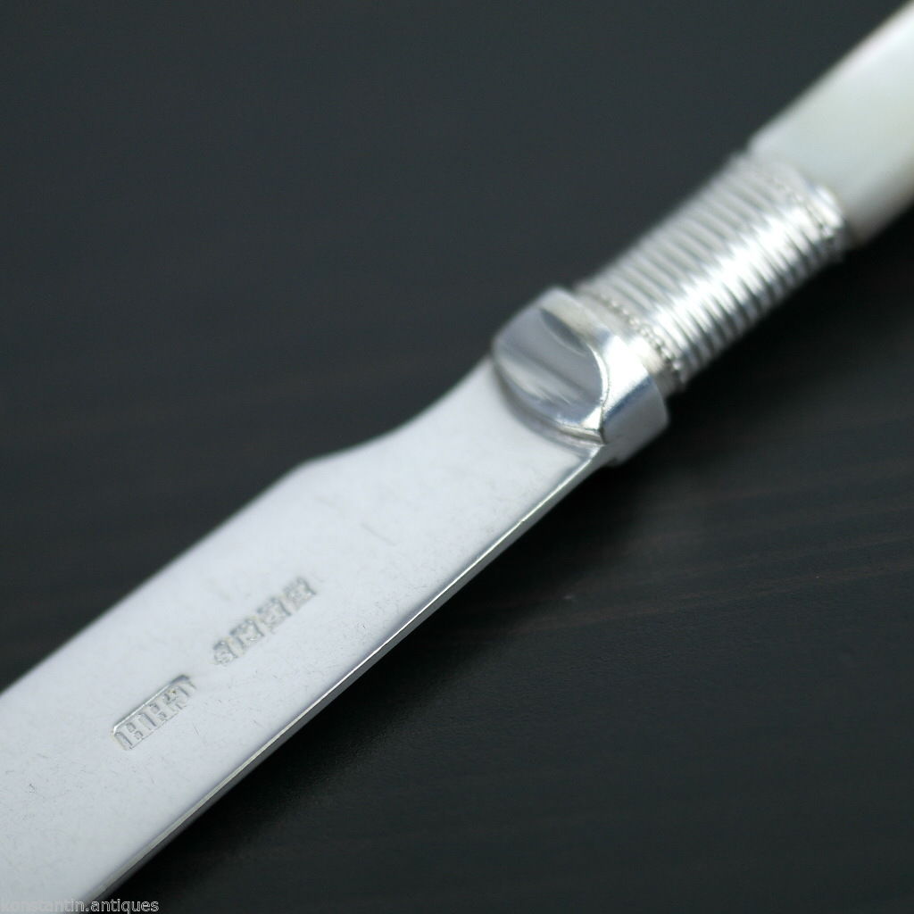 Antique silver plate tale knife mother of pearl Nacre handle British Empire