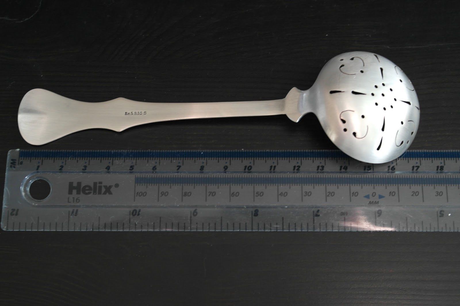 Antique solid silver powder sifter spoon Norway 830S TH Marthinsen