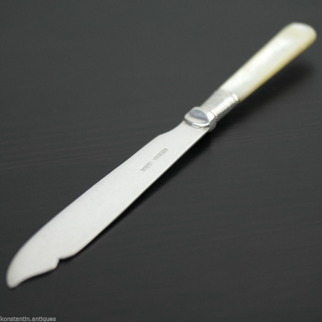 Antikes, versilbertes Messer mit Perlmutt- und Perlmuttgriff, britisches Empire
