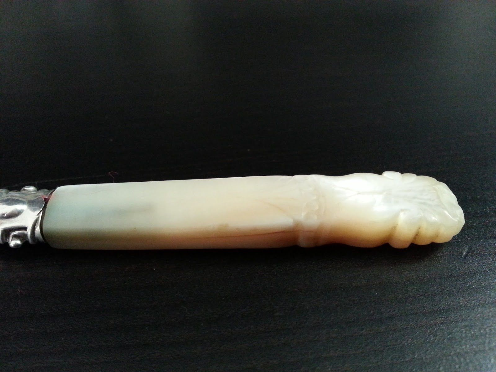 Antique 1853 sterling silver table fork Nacre MOP handle Sheffield