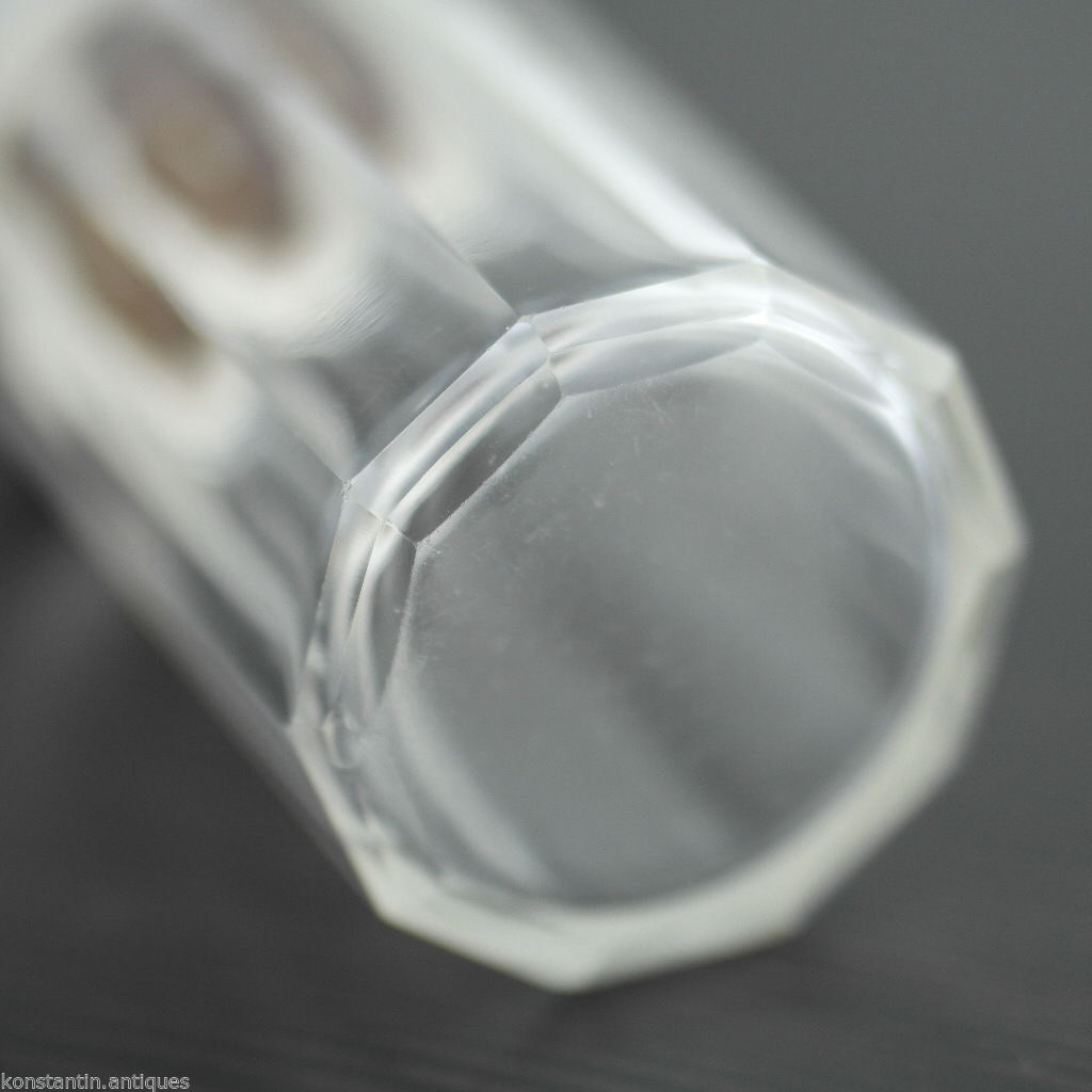 Antigua botella de tocador de vidrio tallado de 1906 lidl de plata maciza hecha en Londres