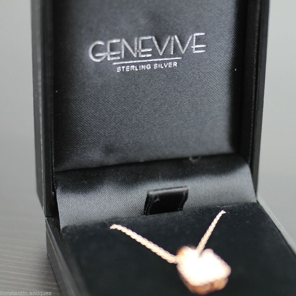 Stunning Gold Over sterling silver Clear stone pendant on chain 925 Genevive