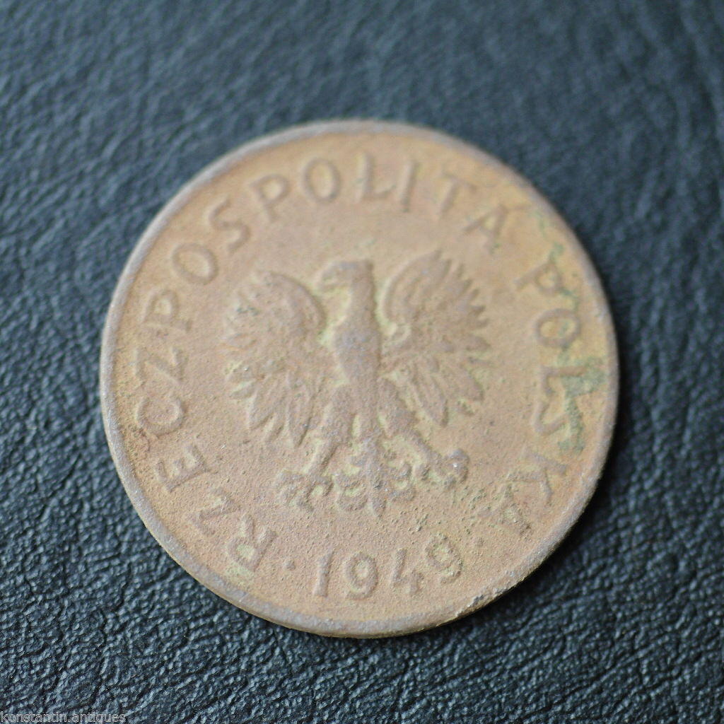 Vintage 1949 moneda 20 grosze Presidente Bolesław Bierut de la República de Polonia