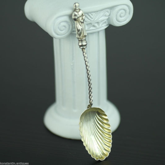 Antique 1897 sterling silver spoon William Devonport Apostle shell