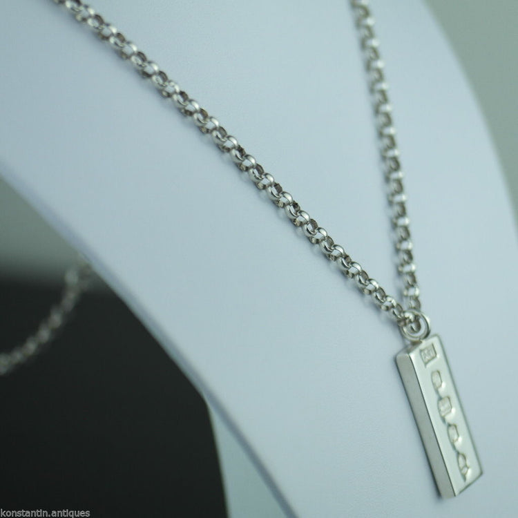 Vintage 1977 sterling silver bar pendant on chain Sheffield England