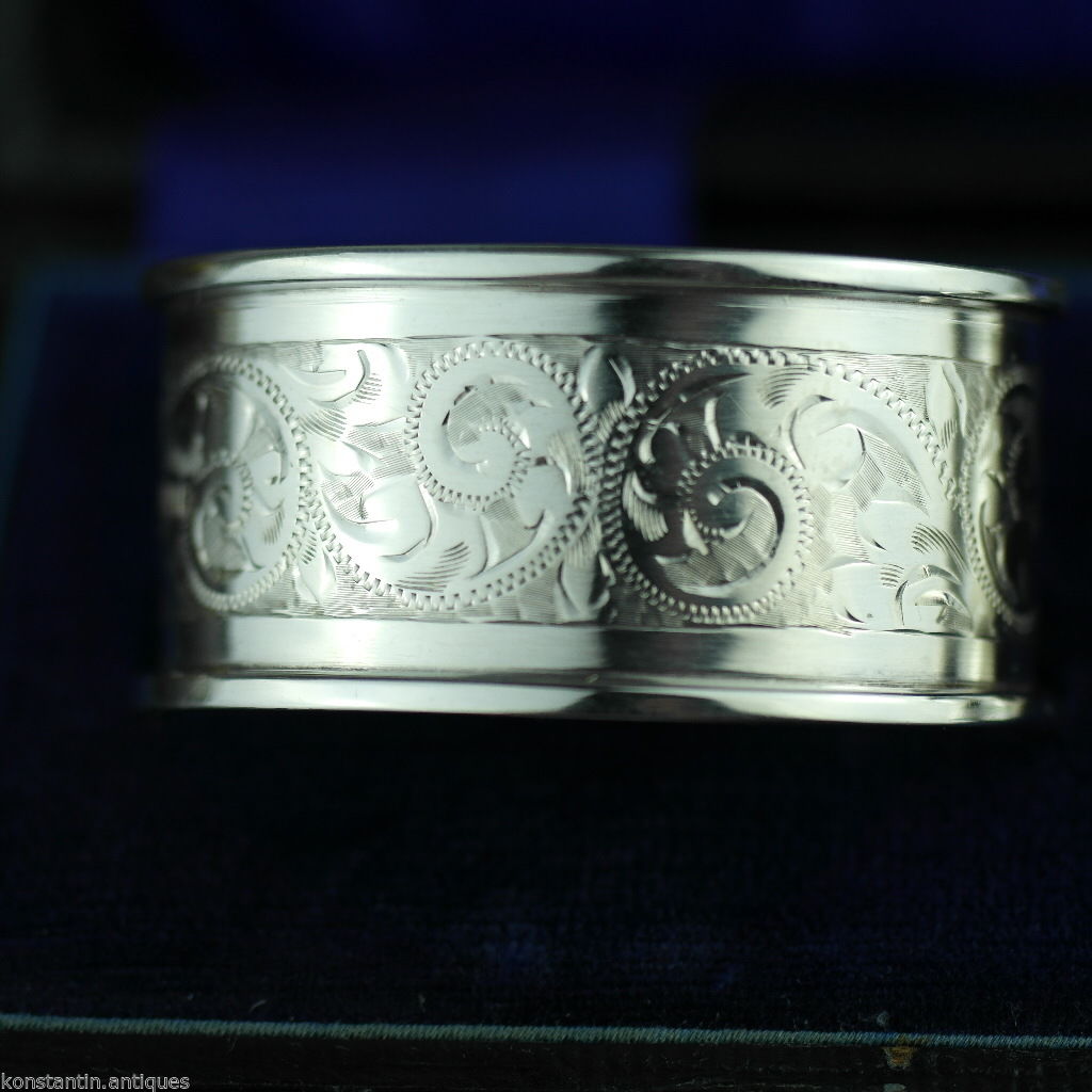 Antique 1912 sterling silver napkin rings set of two Chester boxed