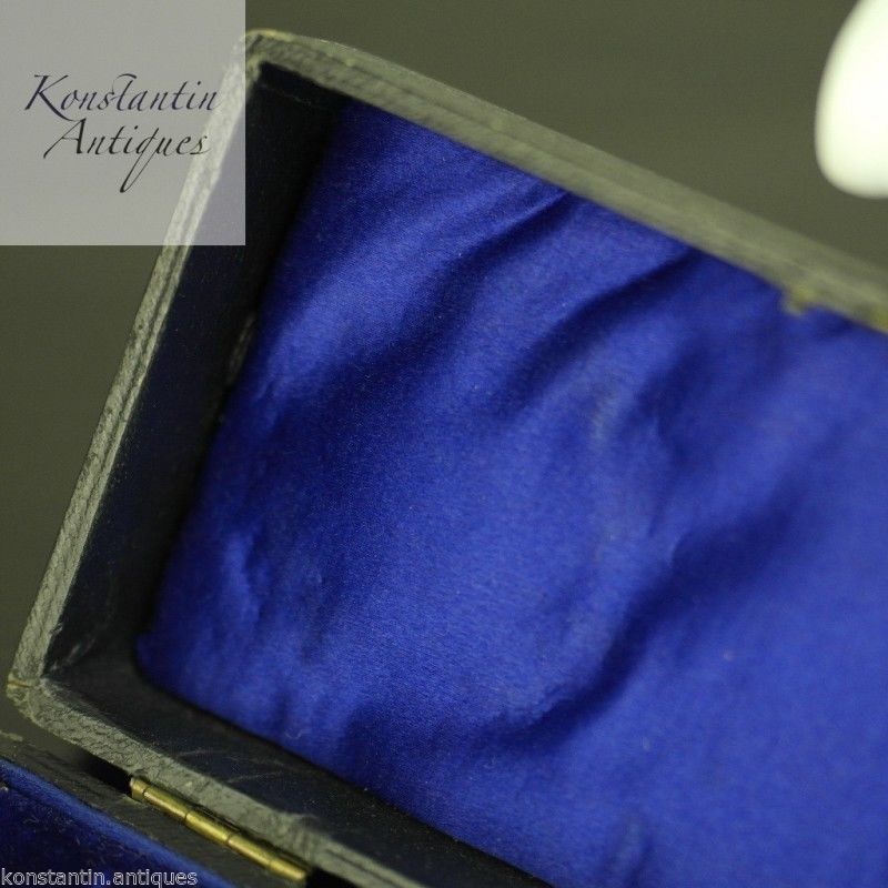 Caja negra antigua para cuencos y cucharas de mostaza o sal Imperio Británico