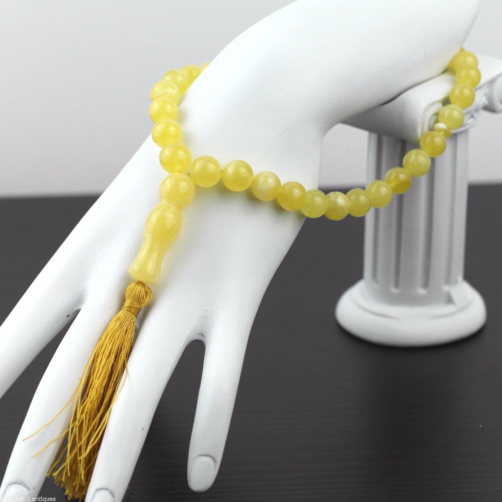 Cuentas genuinas de ámbar báltico 9 mm Islam Tasbih Rosario blanco yema nublada
