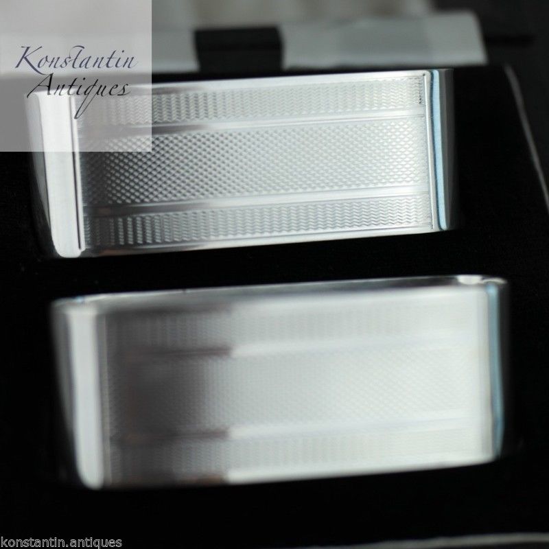 Vintage / Retro 1956 sterling silver napkin rings set of 2 two box Birmingham