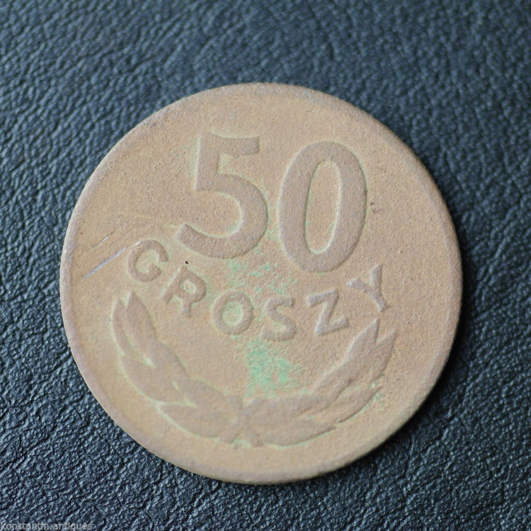 Vintage 1949 moneda 50 grosze Presidente Bolesław Bierut de la República de Polonia 20