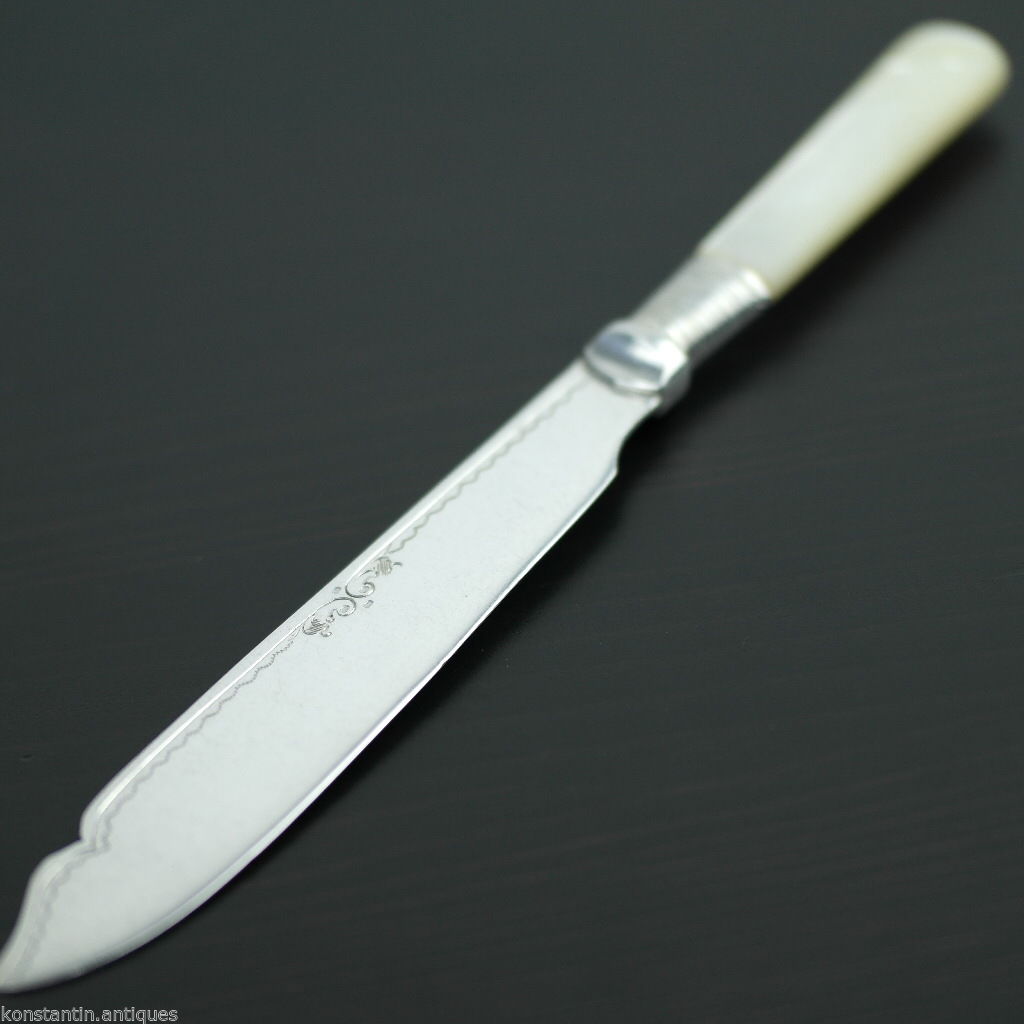 Antikes, versilbertes Messer mit Perlmutt- und Perlmuttgriff, britisches Empire