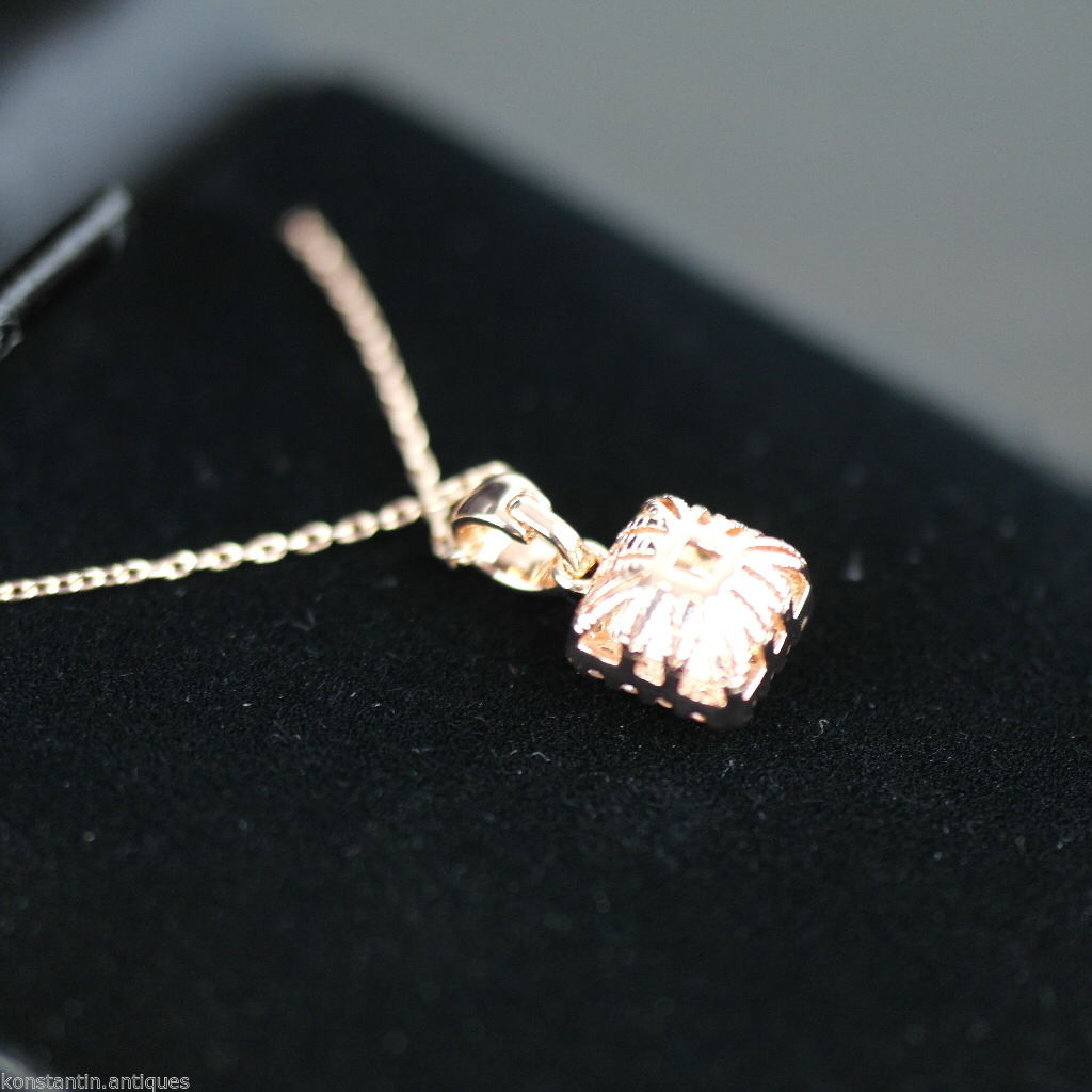 Stunning Gold Over sterling silver Clear stone pendant on chain 925 Genevive