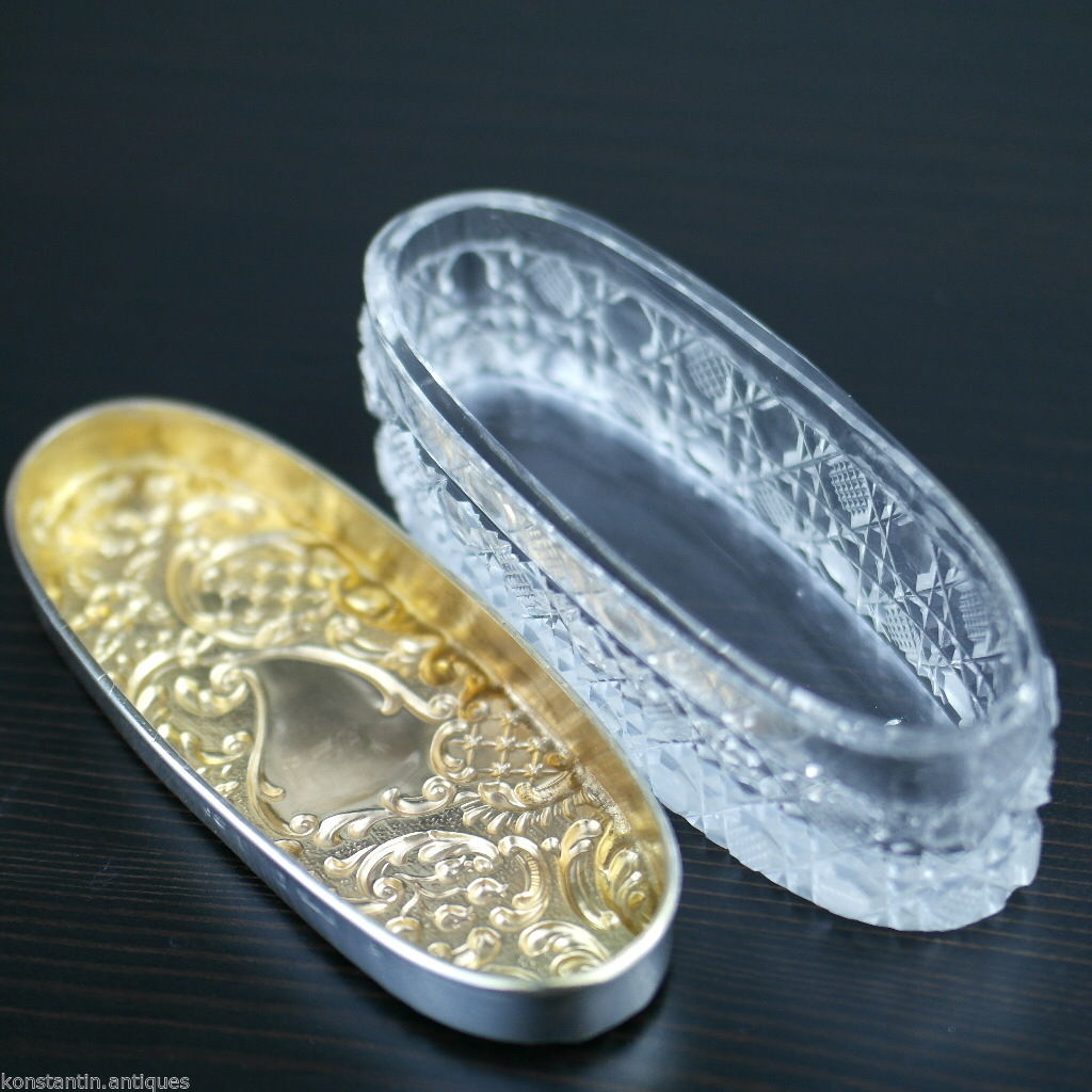 Antique 1903 sterling silver topped cut glass trinket box