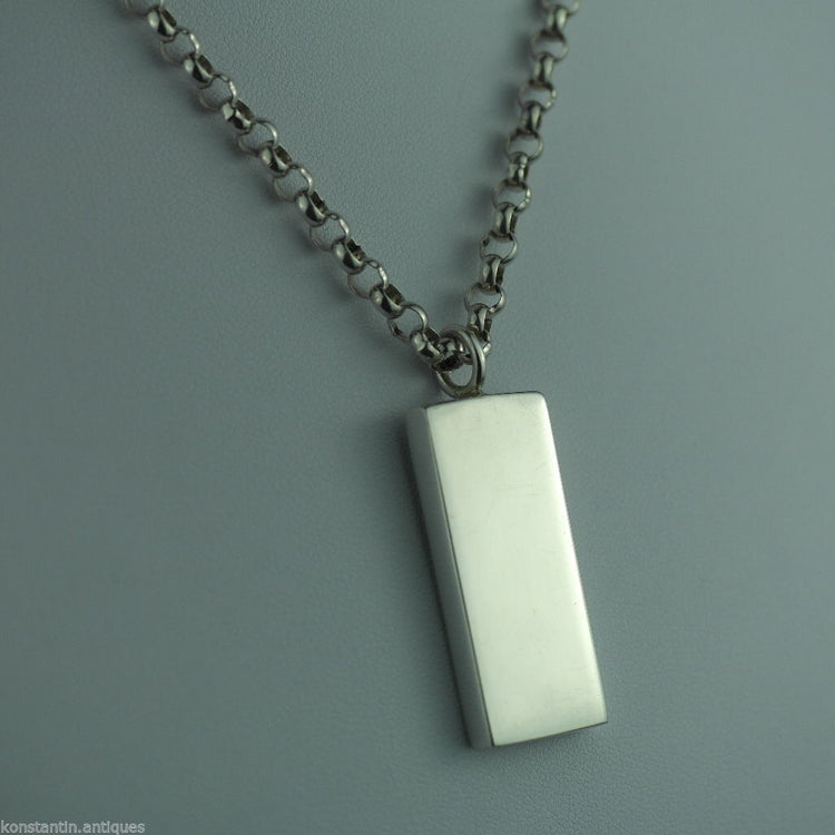 Vintage 1977 sterling silver bar pendant on chain Sheffield England