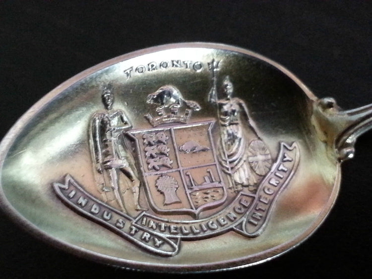 Antique enamel Sterling silver spoon TORONTO Coat of Arms