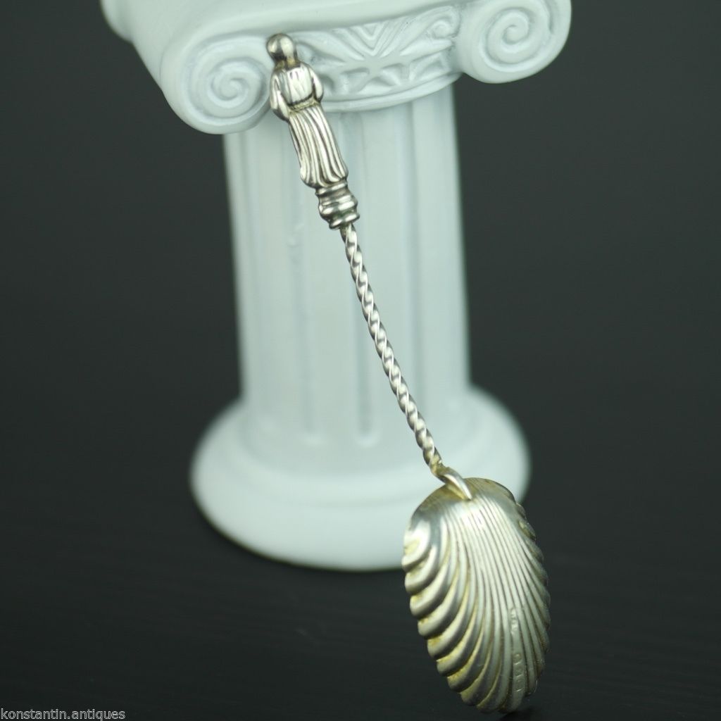 Antique 1897 sterling silver spoon William Devonport Apostle shell