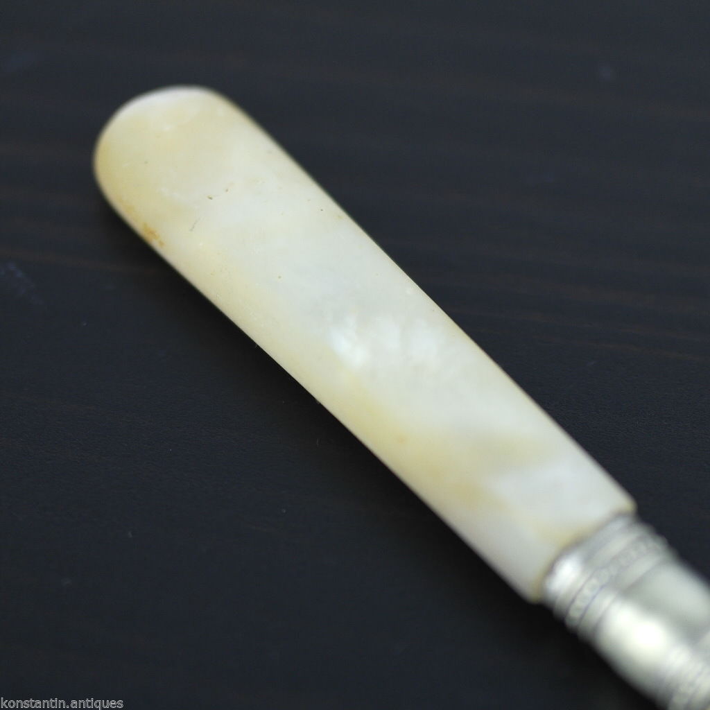 Antique table fish fork with mother of pearl handle Sheffield silver plated