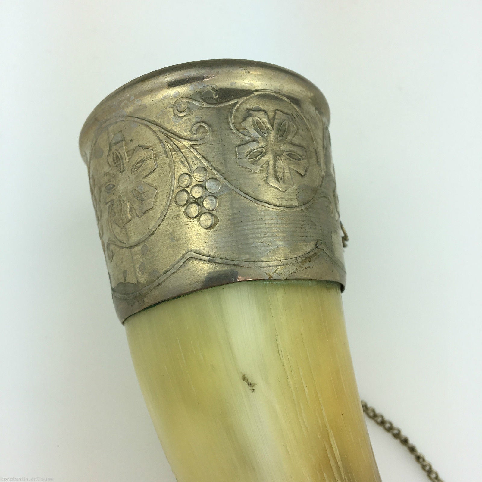Vintage Caucasian Drinking Horn Cup for Wine Vodka Cognac