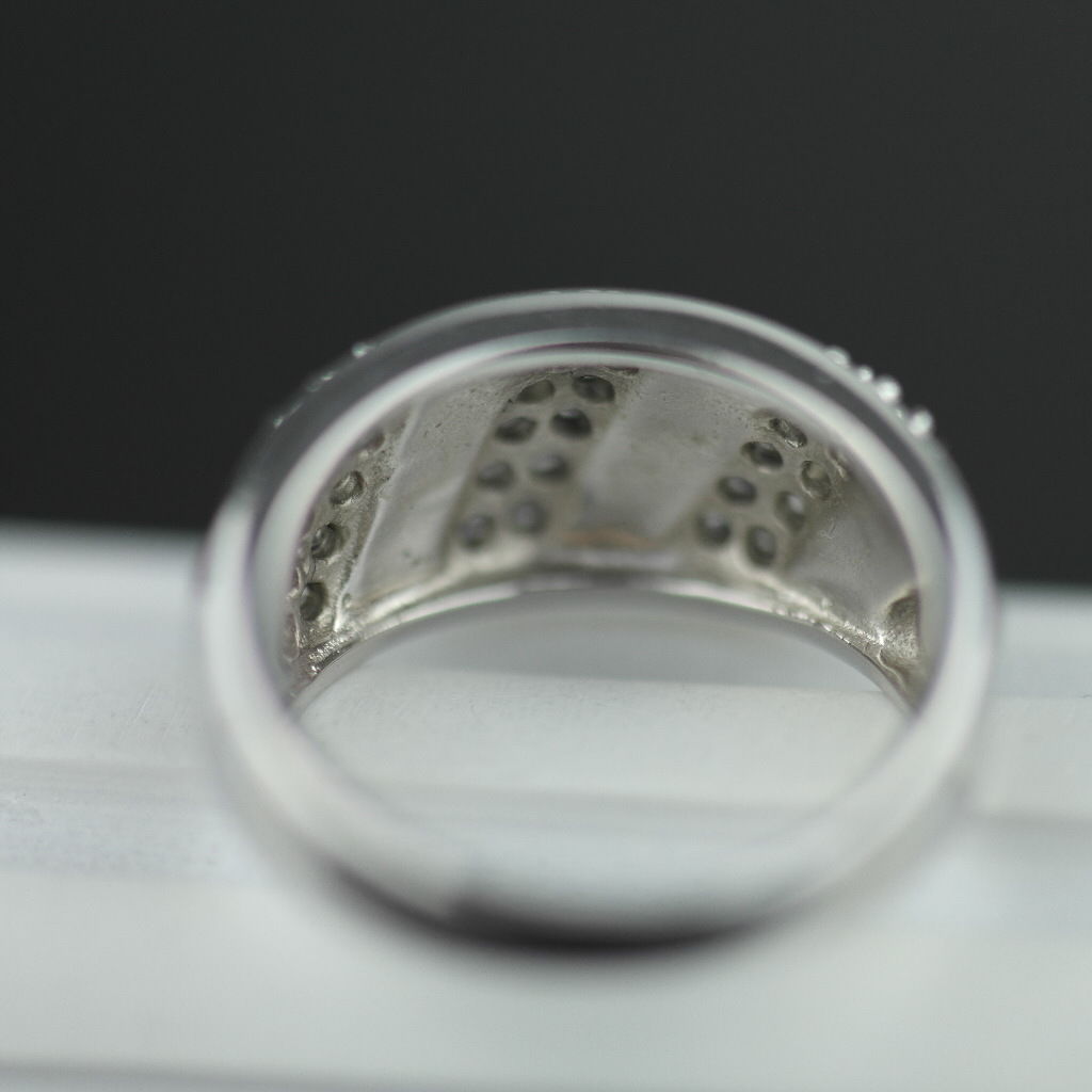 Modern sterling silver ring black enamel with CZ stones Scandinavian style 925