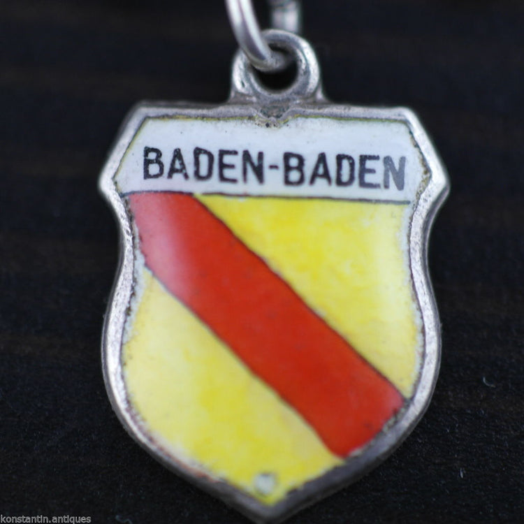 Vintage Baden-Baden Emaille 800 REU Silber Charm-Anhänger