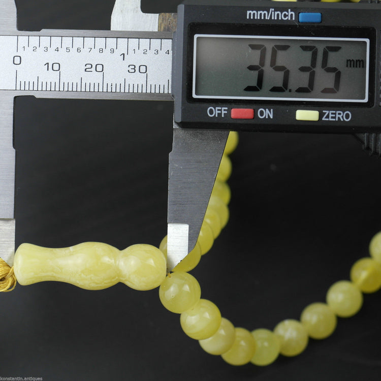 Genuine Baltic Amber beads 9mm Islam Tasbih Rosary White Cloudy yolk