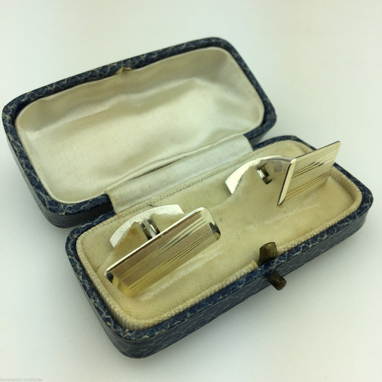 Gemelos ornamentados de plata maciza bañados en oro vintage Dinamarca 830 S ALCH en caja