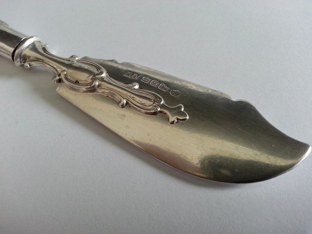 Victorian 1851 solid silver knife mother of pearl handle Sheffield Antique gift