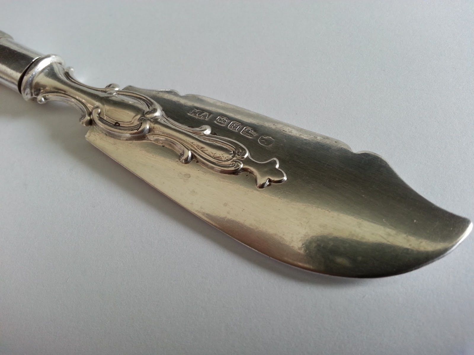 Victorian 1851 solid silver knife mother of pearl handle Sheffield Antique gift
