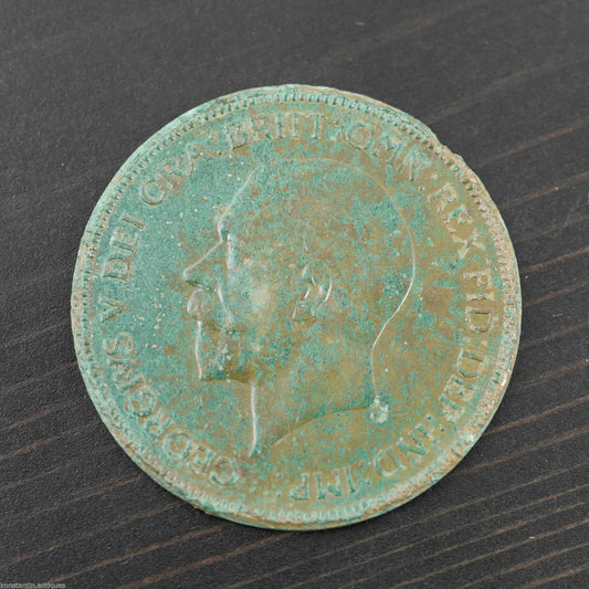 Jahrgang 1935 Münze Ein Penny George V. Großbritannien Bronze mit Patina