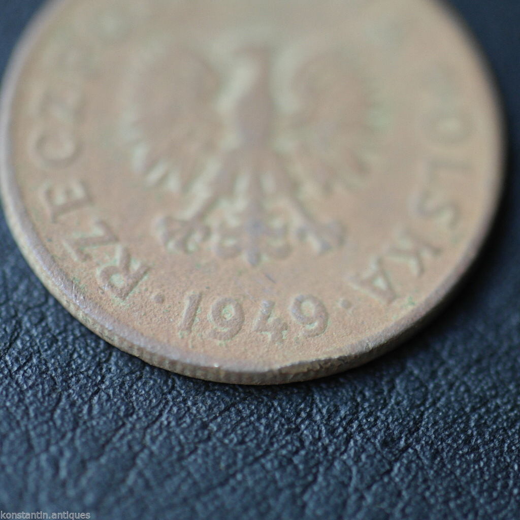 Vintage 1949 moneda 50 grosze Presidente Bolesław Bierut de la República de Polonia 20