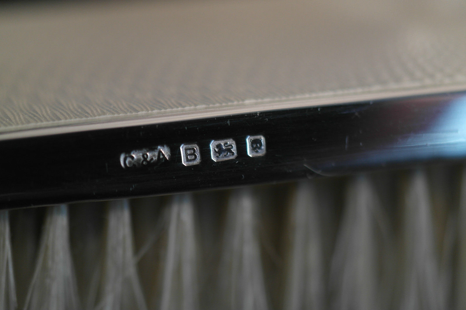 Vintage 1937 solid silver guilloche enamel brush London Antique Collett&Anderson