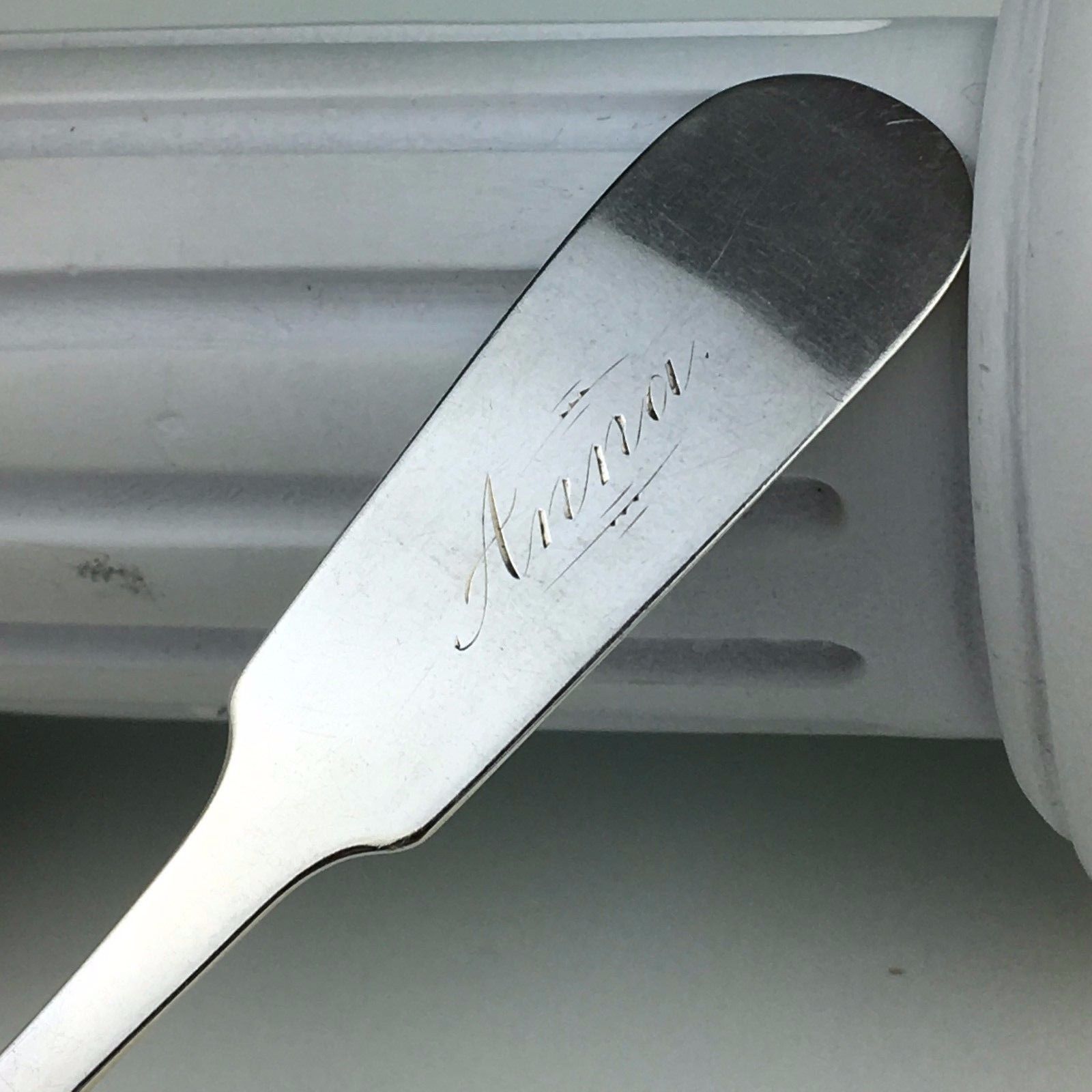 Antique sterling silver spoon from USA with Butterfly Anna inscription