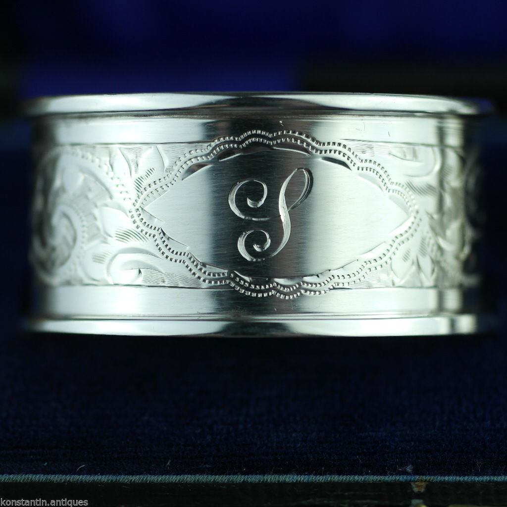 Antique 1912 sterling silver napkin rings set of two Chester boxed
