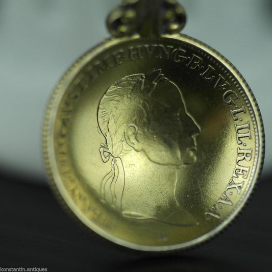 Antiguo 1835 plata maciza chapada en oro 20 cuchara de moneda Kreuzer Francisco II Emperador del Sacro Imperio Romano Germánico 800 Alemán