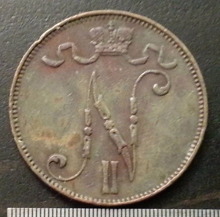 Antike 1911 Münze 5 Pennia Kaiser Nikolaus II. des Russischen Reiches Finnland