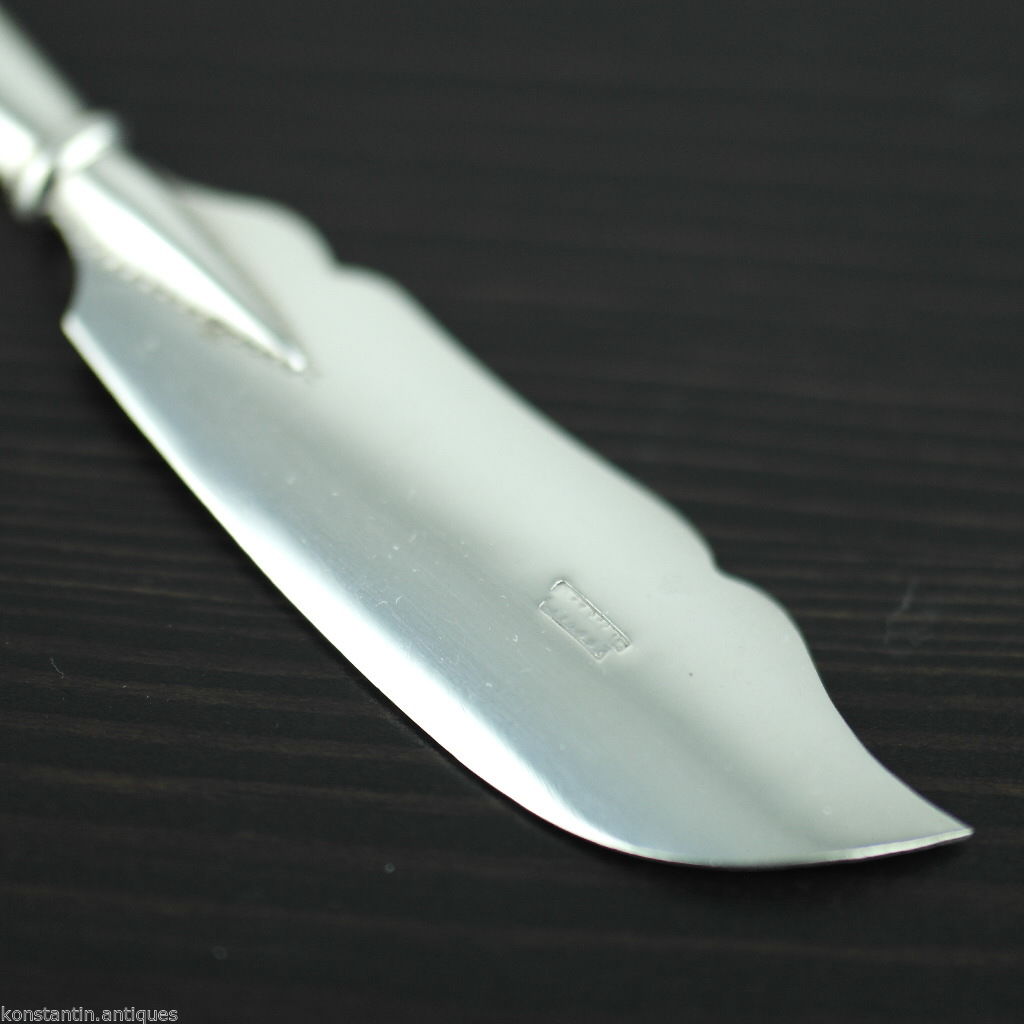 Antique 1900 sterling silver knife green Jade Nephrite handle